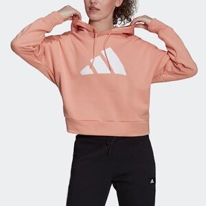 Adidas Women’s Future Icons 3 bar pink/ambient blush Logo Hoodie Sz Small